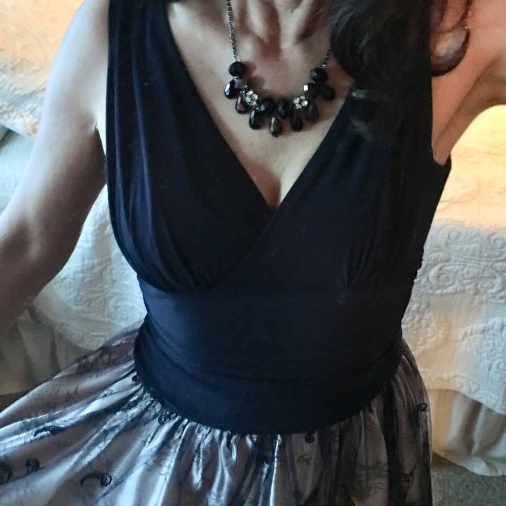 Navy and Blush Lace Dress - Picture 3 of 6